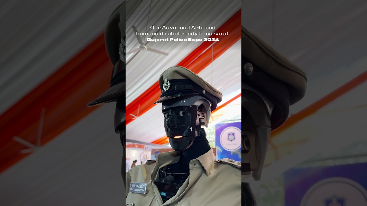 India's advanced and Intelligent #humanoidrobot at Gujarat #police Expo #2024 #republicday #robocop