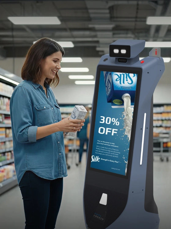 navigation and advertising robot for retail