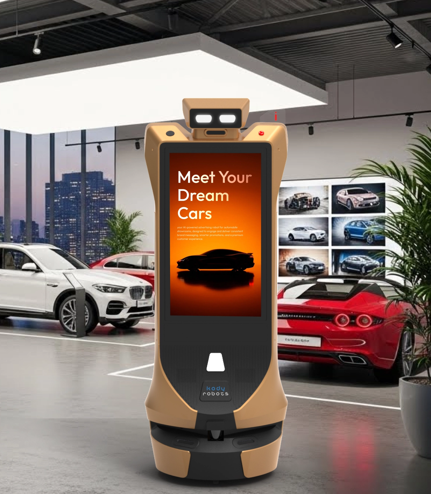 advertisement robot odigo for car showroom