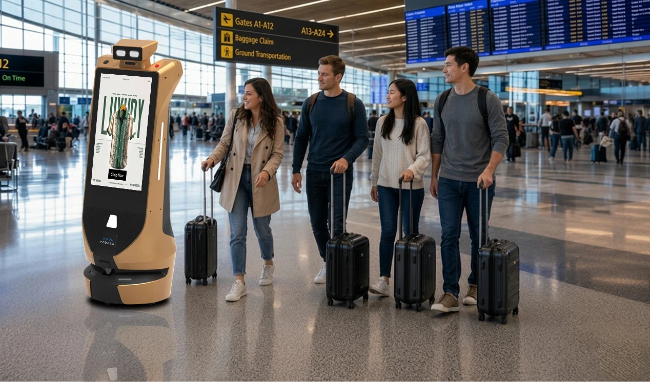 advertising robot at airport