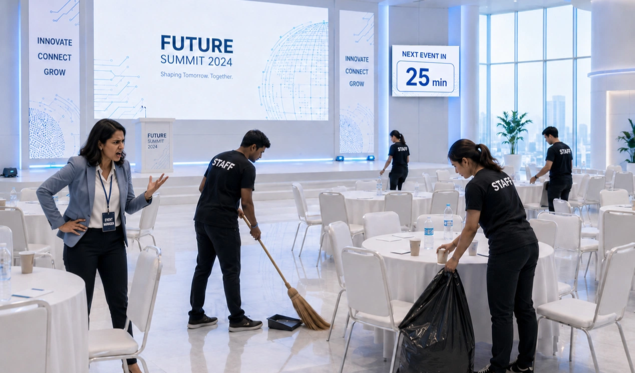 exhibition centers without cleaning robot