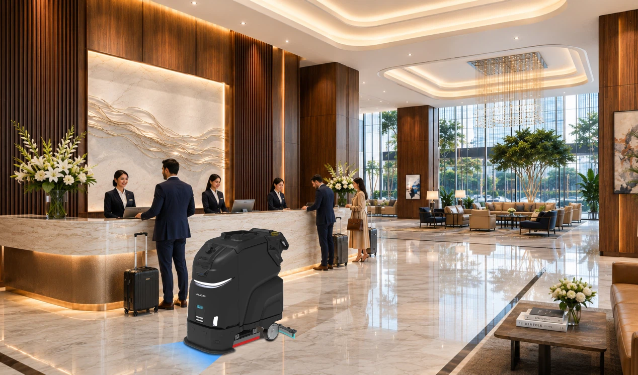heavy-duty cleaning robot at hotels and resorts