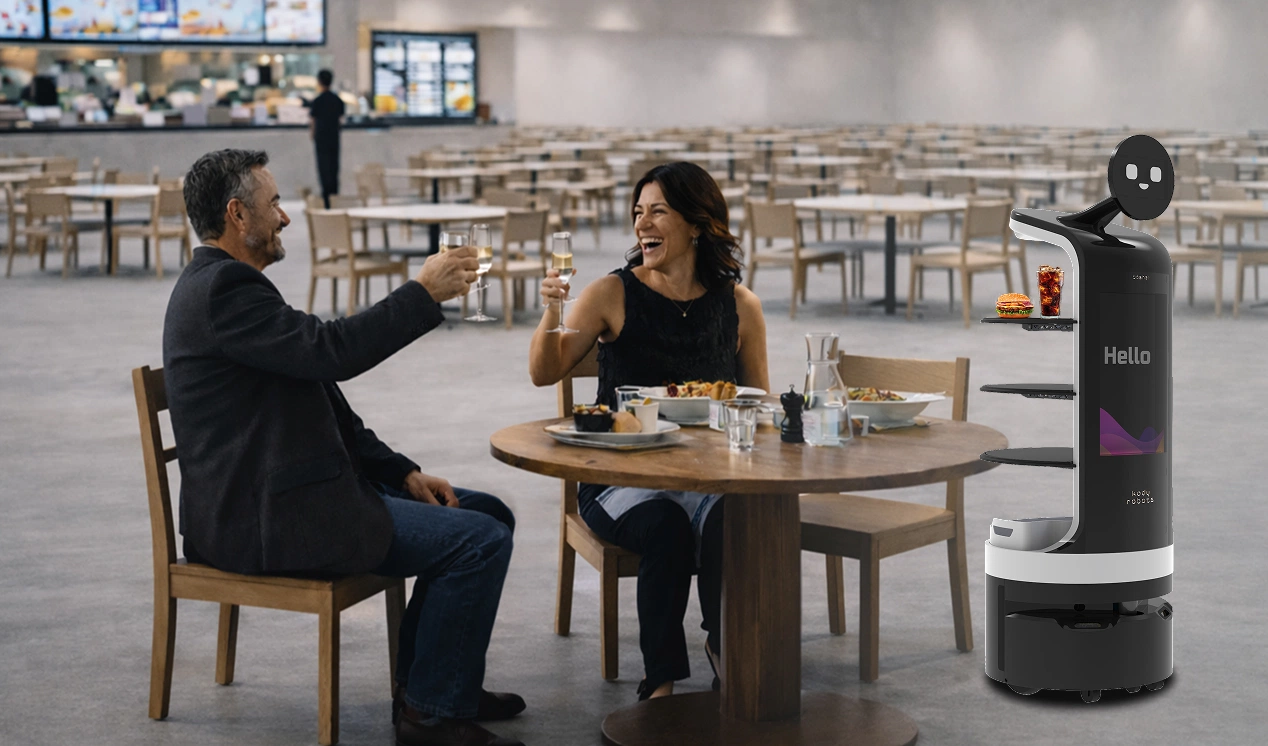 serving robot at mall food court