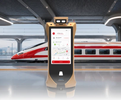 advertising robot for retail railway station