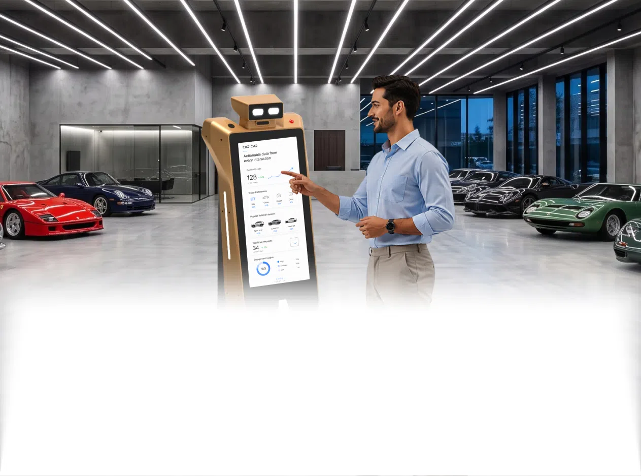 ai robot assistant at luxury car showroom