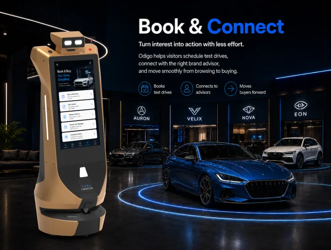 interactive robot for multi-brand car showroom