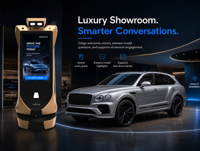 luxury car showroom robot odigo