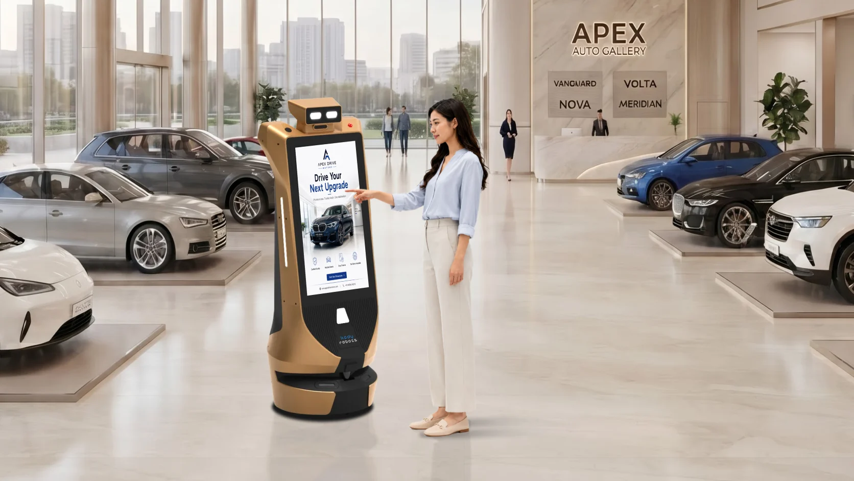 multi-brand showroom robot assistant