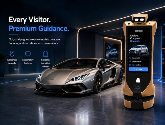 odigo luxury car showroom robot