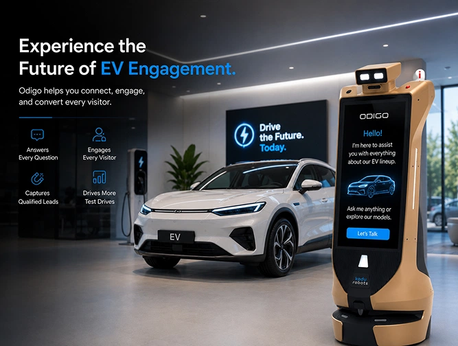 robot assistant for electric car showroom