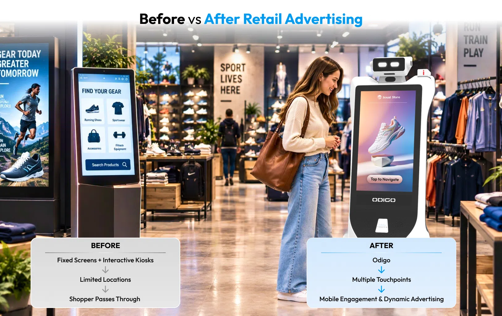 advertising robot odigo vs interactive kiosk