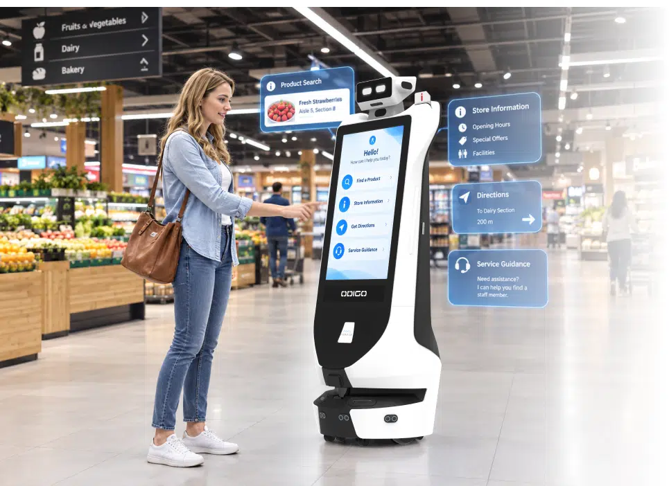 ai grocery store robot works