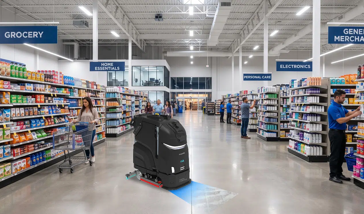 autonomous cleaning robot for superstores