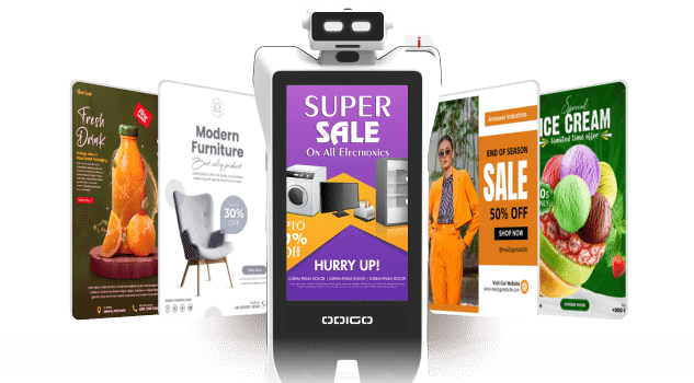 dynamic advertising robot odigo in big box store