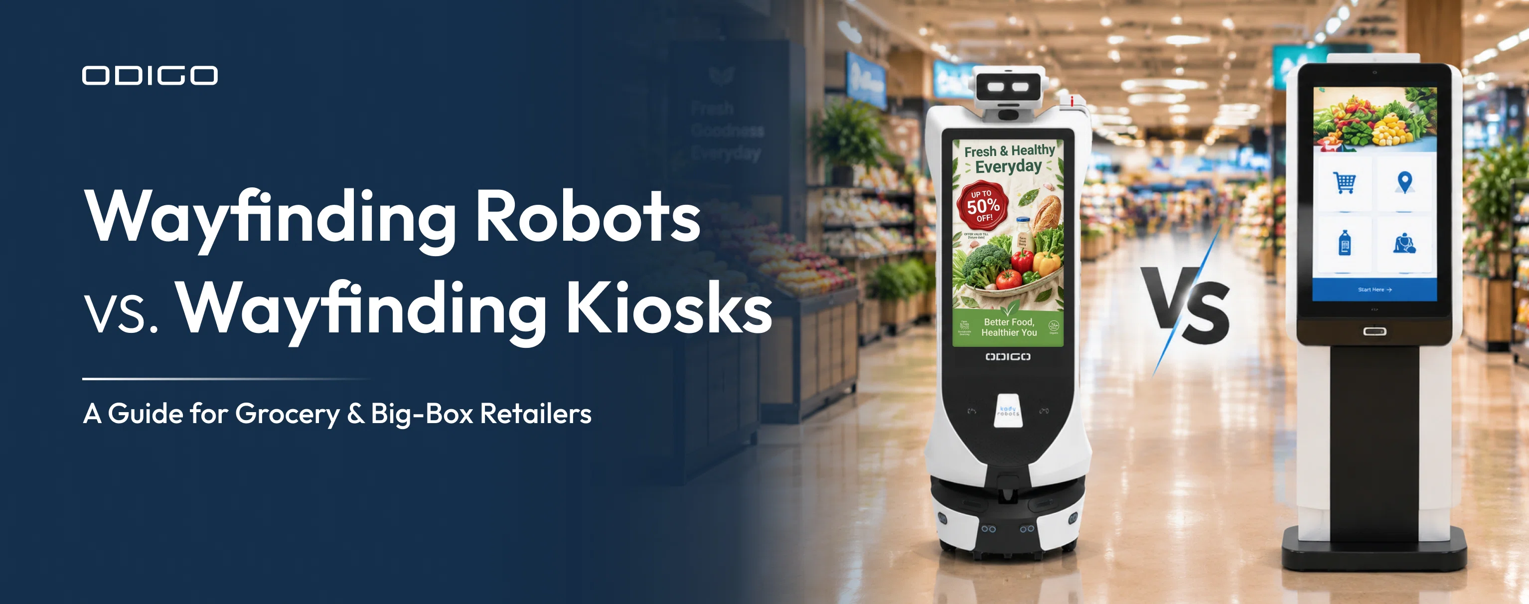 Wayfinding Robots vs Wayfinding Kiosks: A Guide for Grocery and Big-Box Retailers