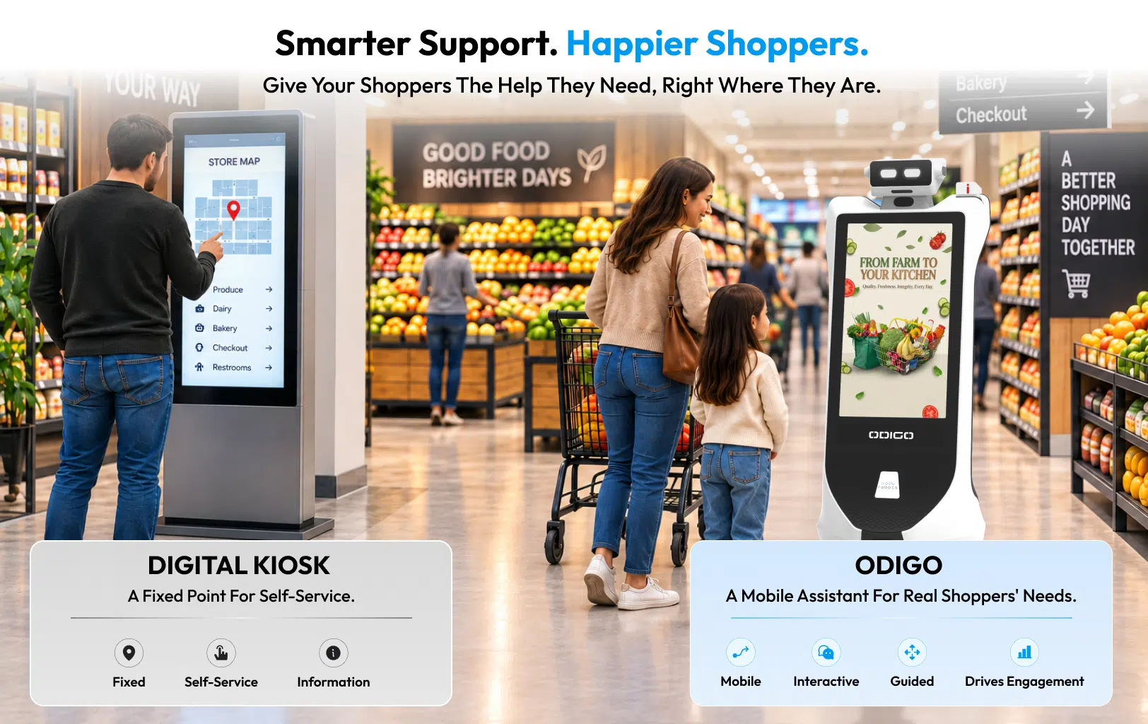 wayfinding robots vs kiosks in usa